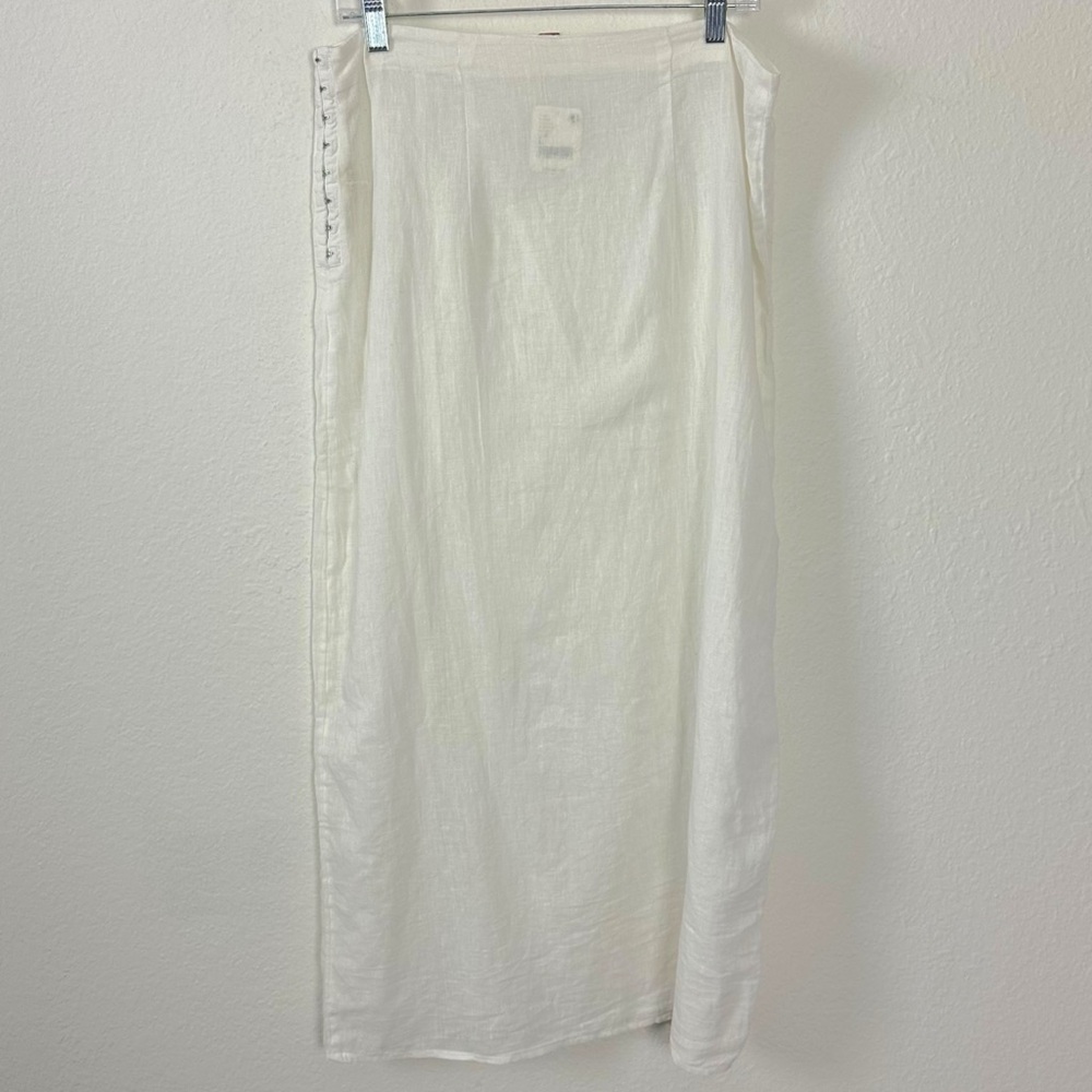 Free People Ethereal Dainty Sheer Linen Midi Skirt White Large NWT Beach Summer - Picture 4 of 11